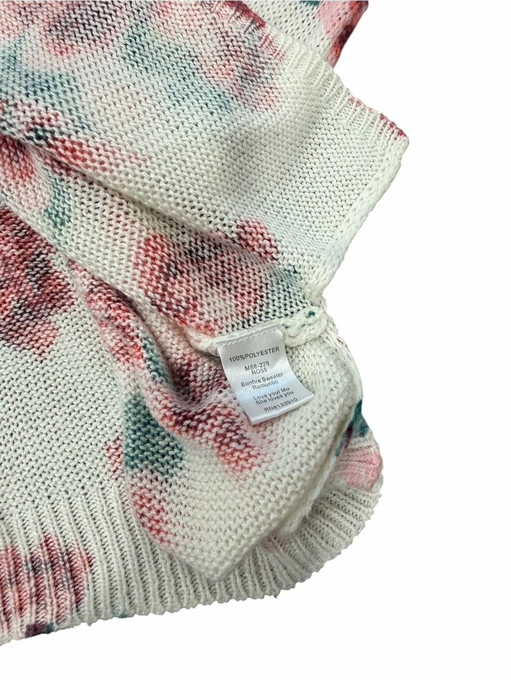 Mumu Mellow Pink Romantic Floral Oversized Crewneck Bonfire Sweater S - Picture 4 of 4